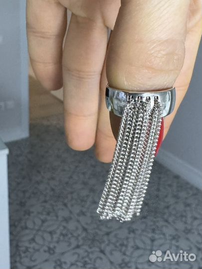 Кольцо серебро с висюльками