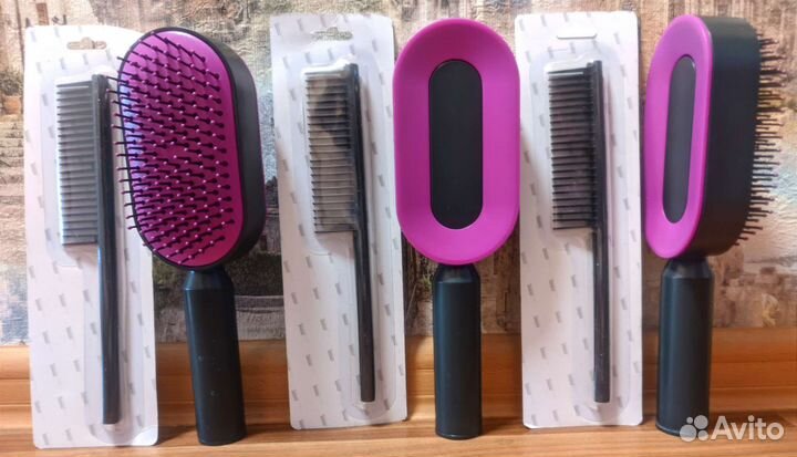 Расческа массажная 3D с самоочисткой набор 2в1