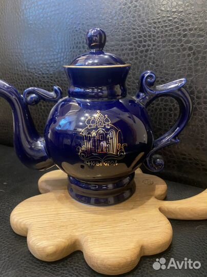 Чайник Кобальт,фарфоровый СССР Новгород