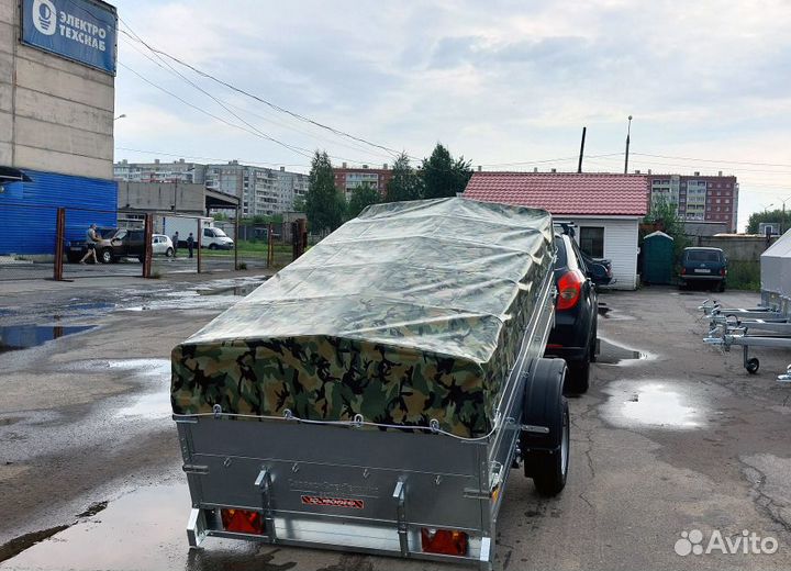 Прицеп 2.5х1.4 с высоким бортом и низким тентом
