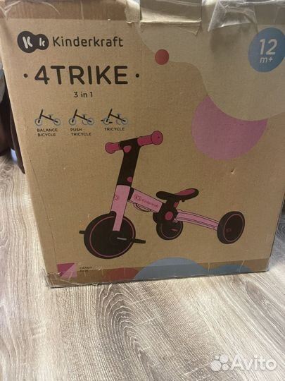 Велосипед беговел 3 в 1 kinderkraft 4trike розовый