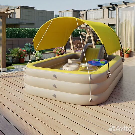 Детский надувной бассейн с горкой