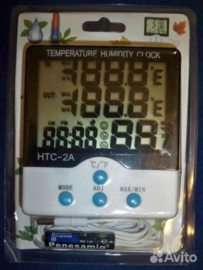 Термометр с выносным датчиком + гигрометр HTC-2A
