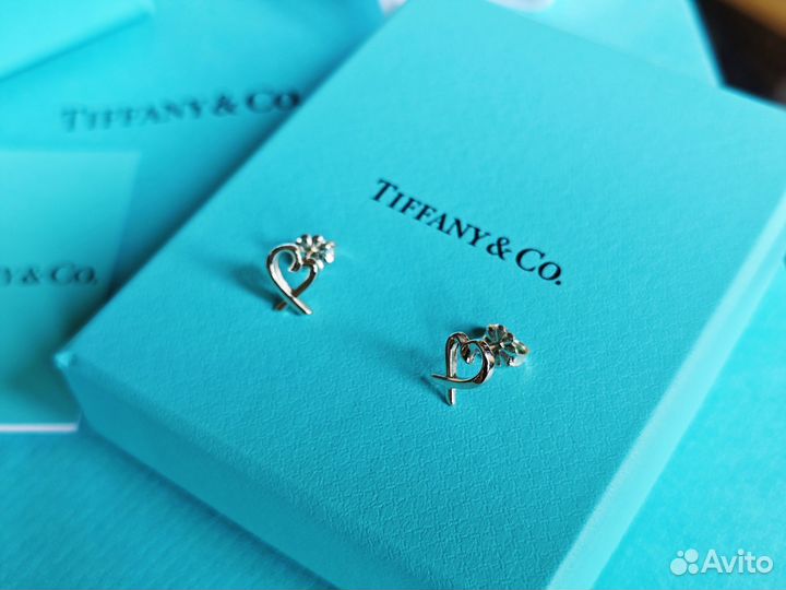 Серьги Сердечки Tiffany&Co Loving Heart AG925