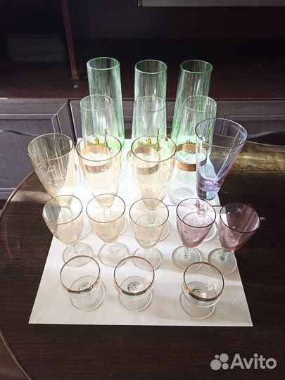 Посуда СССР цветное стекло