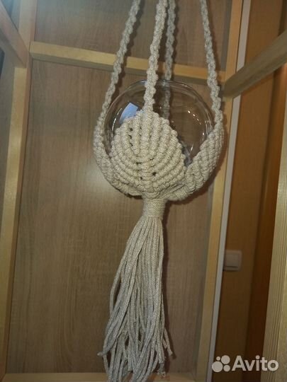 Кашпо для цветов подвесное макраме