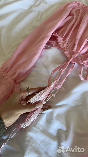 Розовый полупрозрачный топ Бохо vintage