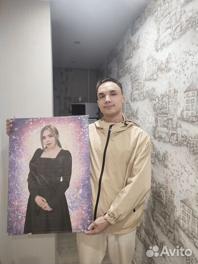 Портрет по фото на холсте быстро и с доставкой