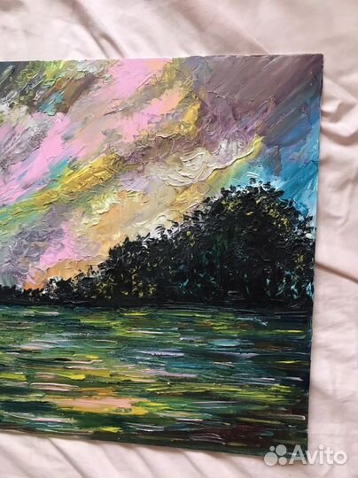 Современная картина, пейзаж, закат