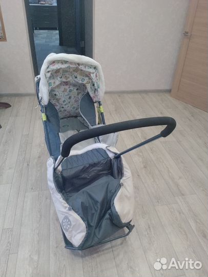 Детские зимние санки на колесах