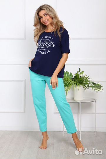 Оптом. Пижама - синий,мята №Н-1018