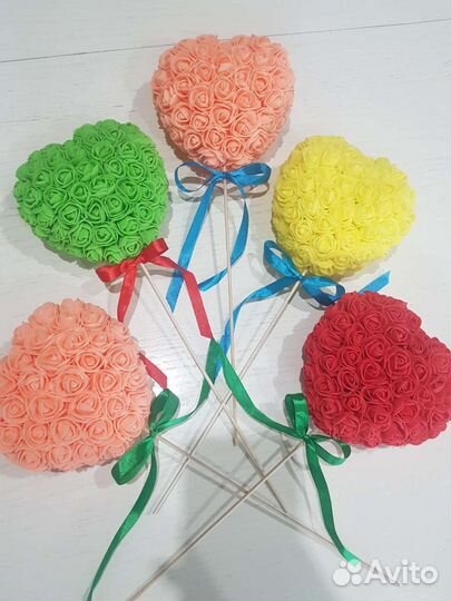 Мишка из роз и сердечки