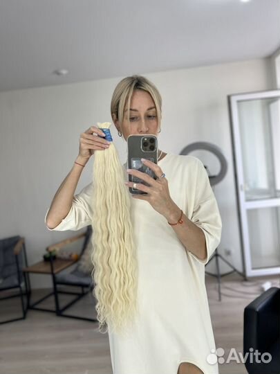 Срез волос волна, блонд 65-75 см