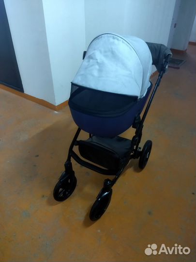 Детская коляска 3 в 1 Riko Basic Ozon синяя