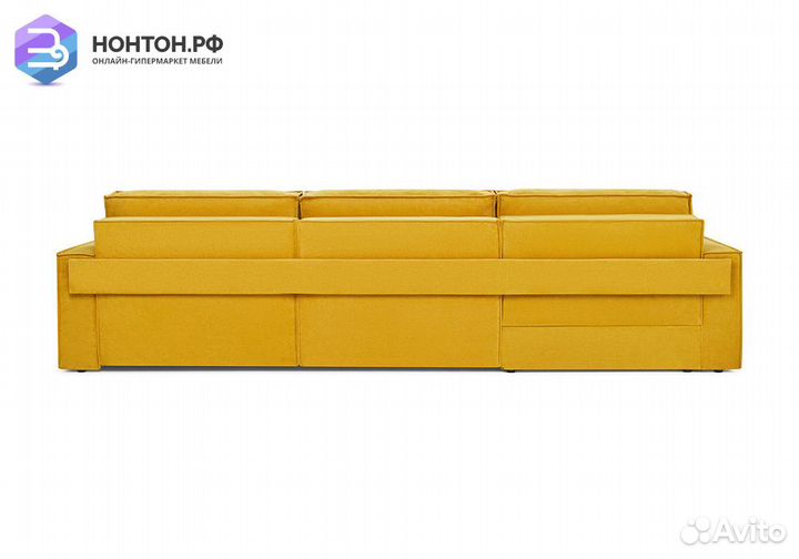 Диван угловой еврокнижка трехместный Тревис желтый