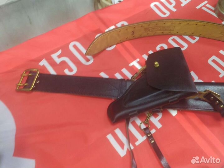 Ремень кожаный вмф для офицера с кобурой пм +