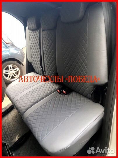 Чехлы Ssangyong Actyon из экокожи серые Ромб