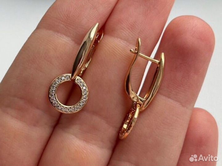 Серьги Cartier с цирконами, покрытие золото