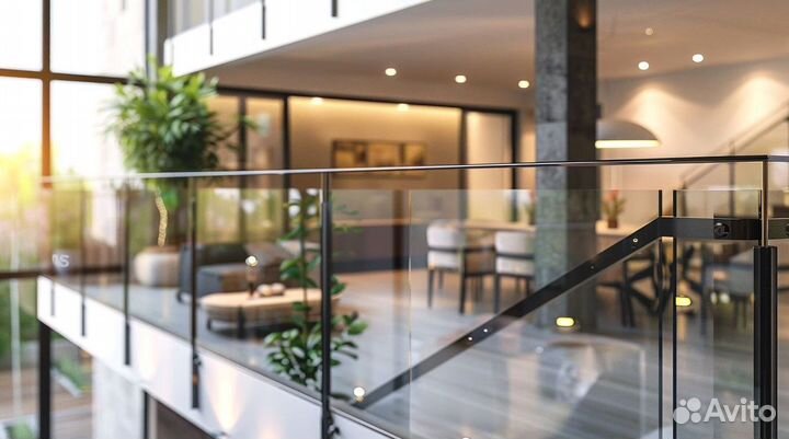 Стеклянное ограждение лестницы на заказ
