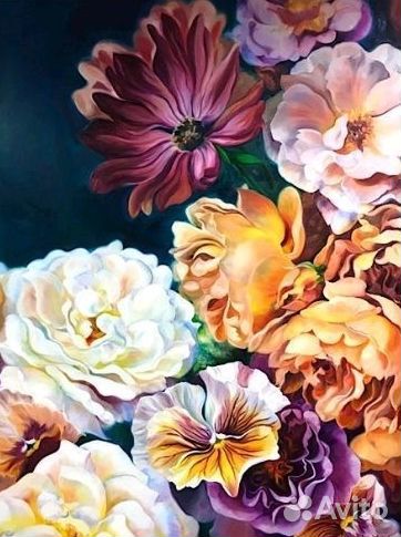 Картина маслом цветы примерка в ваш интерьер