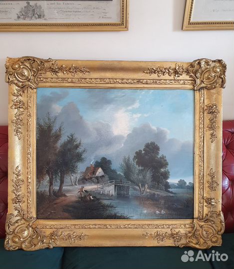 Картина Англия 19 век Масло холст Пейзаж