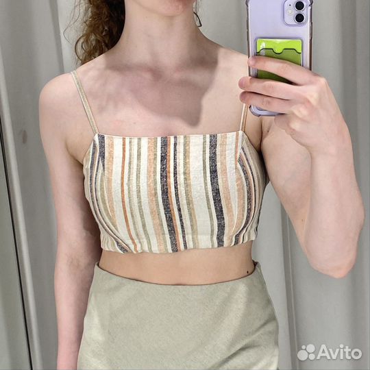 Топ льняной Stradivarius