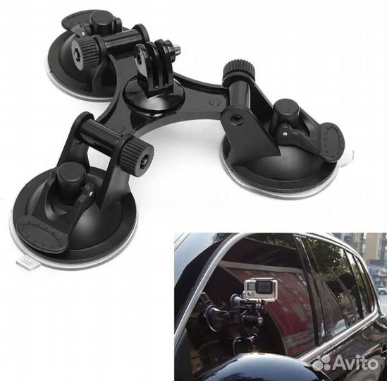 Тройной кронштейн присоска для экшн камеры GoPro