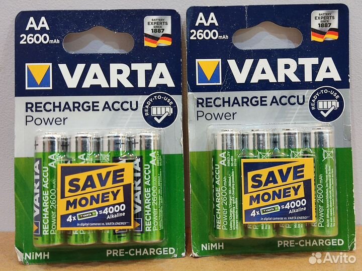 Четыре аккумулятора AA Varta Ready to Use 2600mAh