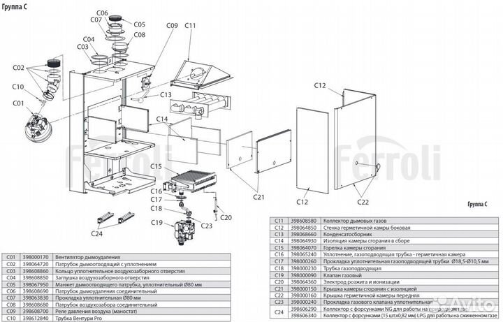Запчасти на котел ferroli fortuna F - Новые и бу