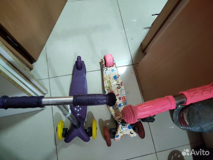 2шт самокат с тормозом трехколесный