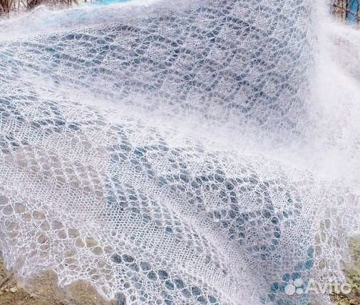 Оренбургская пуховая паутинка,платок ручная работа