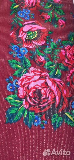 Японский старинный шерстяной платок с люриксом