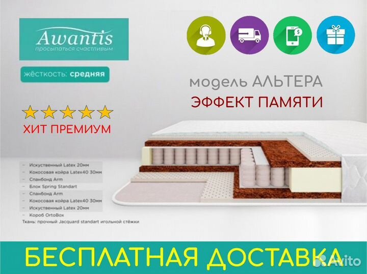 Матрас 140х200 Альтера до 140 кг на 1 чел