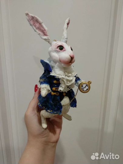 Ватная ёлочная игрушка Белый кролик