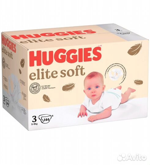 Подгузники Huggies elite soft 3 размер (144шт)