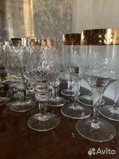 Хрусталь Фужеры Бокалы Чехия Пантография