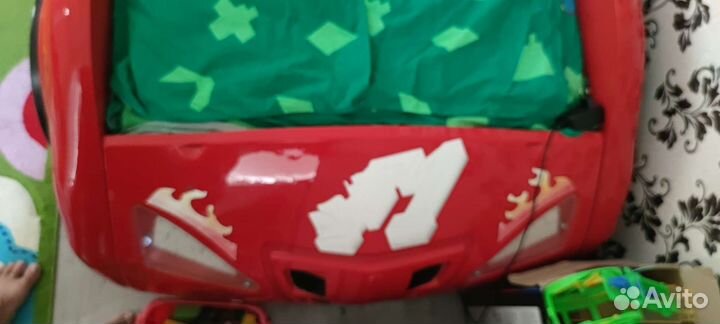 Детская кровать машина с матрасом с подсветкой