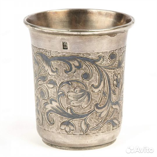 Серебряная стопка с чернью 84 пробы 19 век Москва