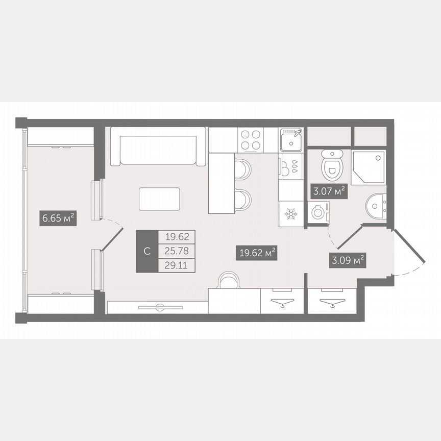 Квартира-студия, 29,1 м², 7/10 эт.