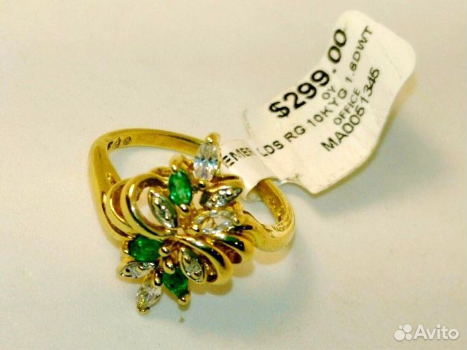 Золотое Кольцо с природными Изумрудами. Новое