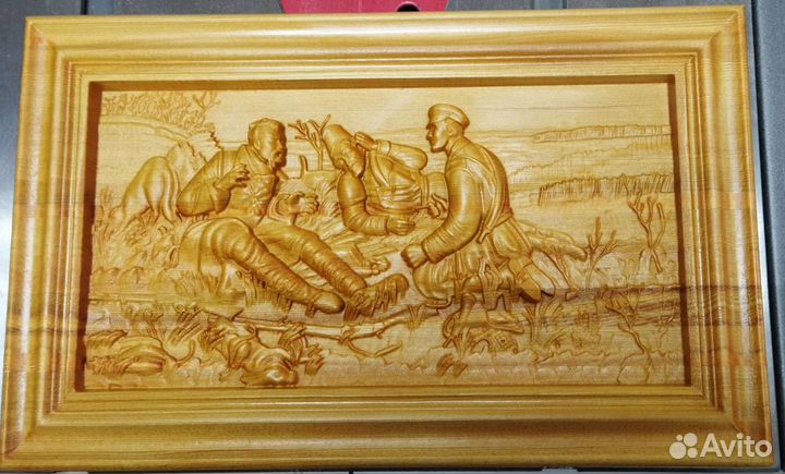 Панно Охотники на привале 400х245х37