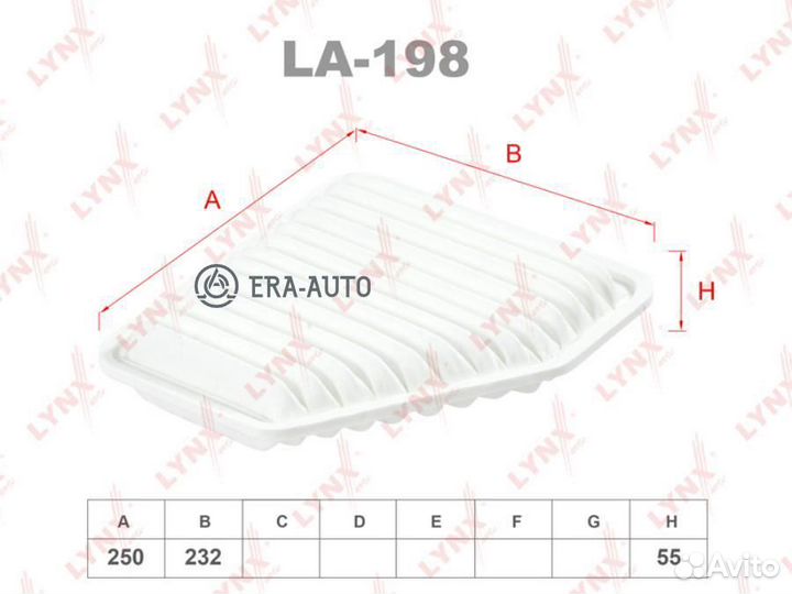 Lynxauto LA198 LA-198 фильтр воздушный\ Toyota RAV