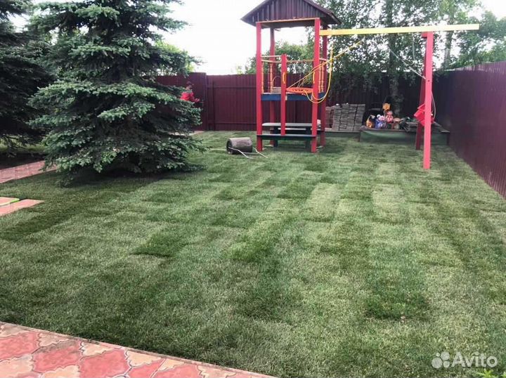 Укладка рулонного газона