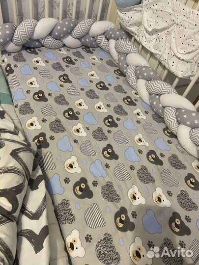 Бортик коса из хлопка 220см в детскую кроватку