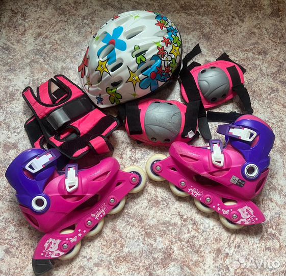 Роликовые коньки детские раздвижные с защитой