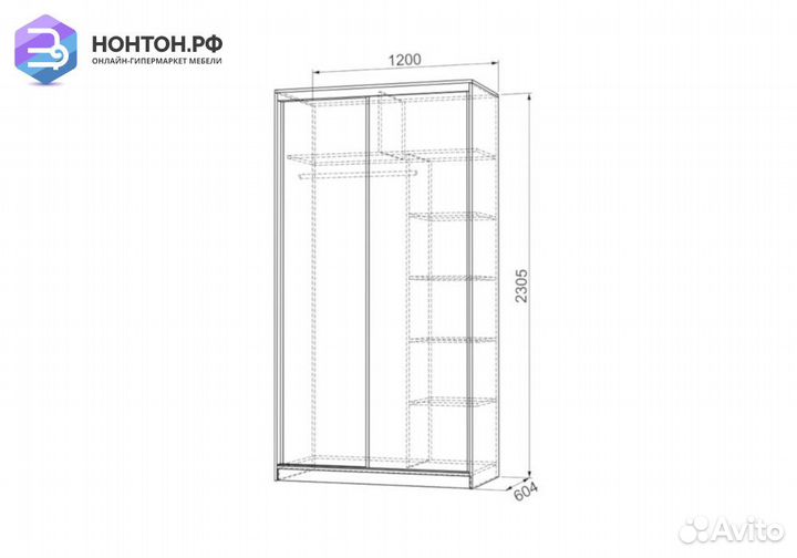 Шкаф-купе Рио 1-600 бабочки дуб сонома