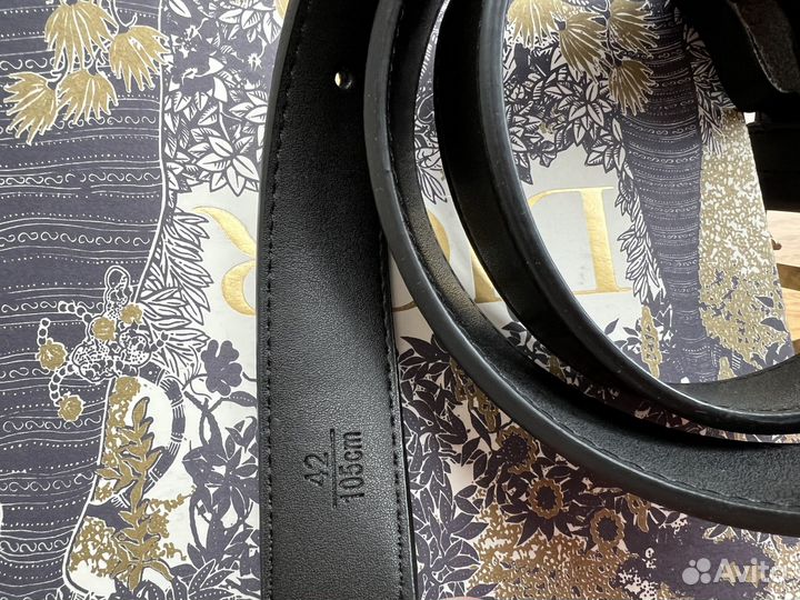 Ремень черный кожаный Dior saddle belt