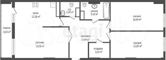 3-к. квартира, 93,2 м², 5/25 эт.