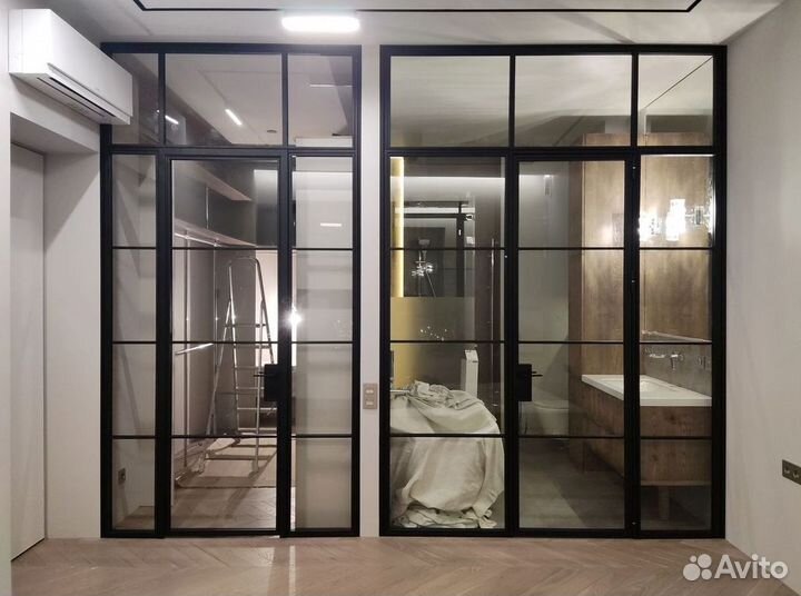 Перегородки алюминиевые стеклянные