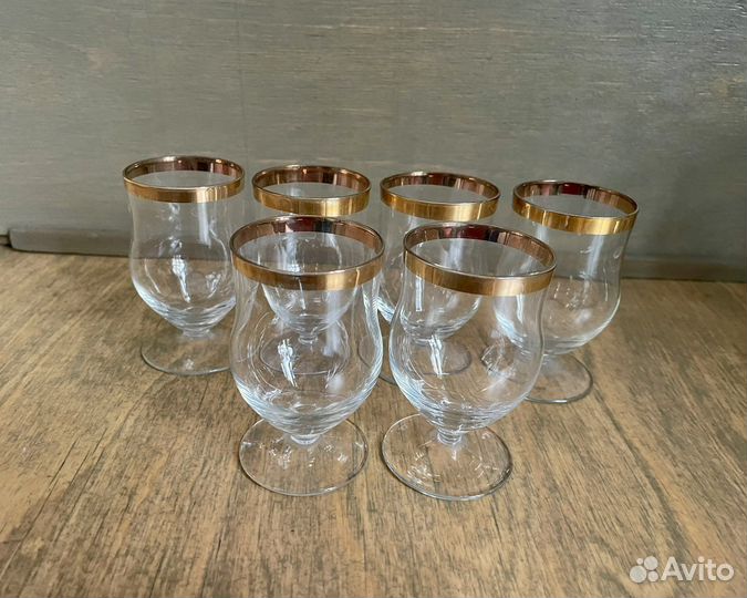 Бокалы и фужеры СССР винтаж с золотой полосой